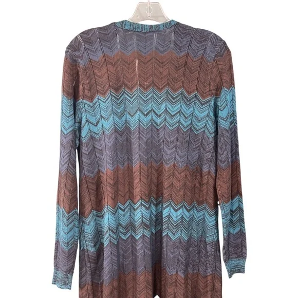 Soft Surroundings Gabriela Blue Chevron Duster Cardigan Sweater Petite Small - Picture 6 of 9